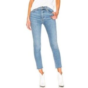 RE/DONE ORIGINALS Raw Hem High Waist Ankle Jeans 